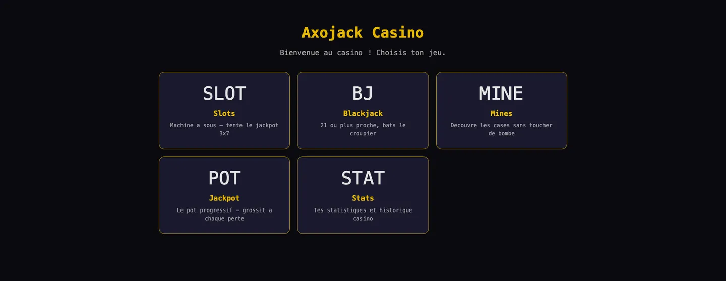 Axojack, l’application casino de la plateforme Axo's Corp.